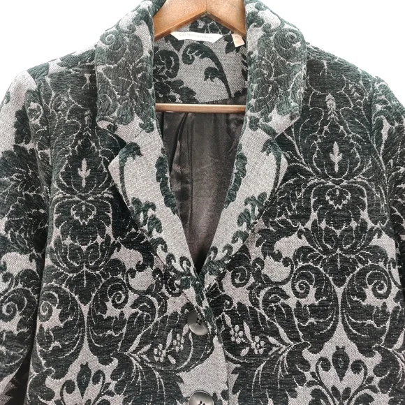 Soft Surroundings Coat Black Chenille Damask PS